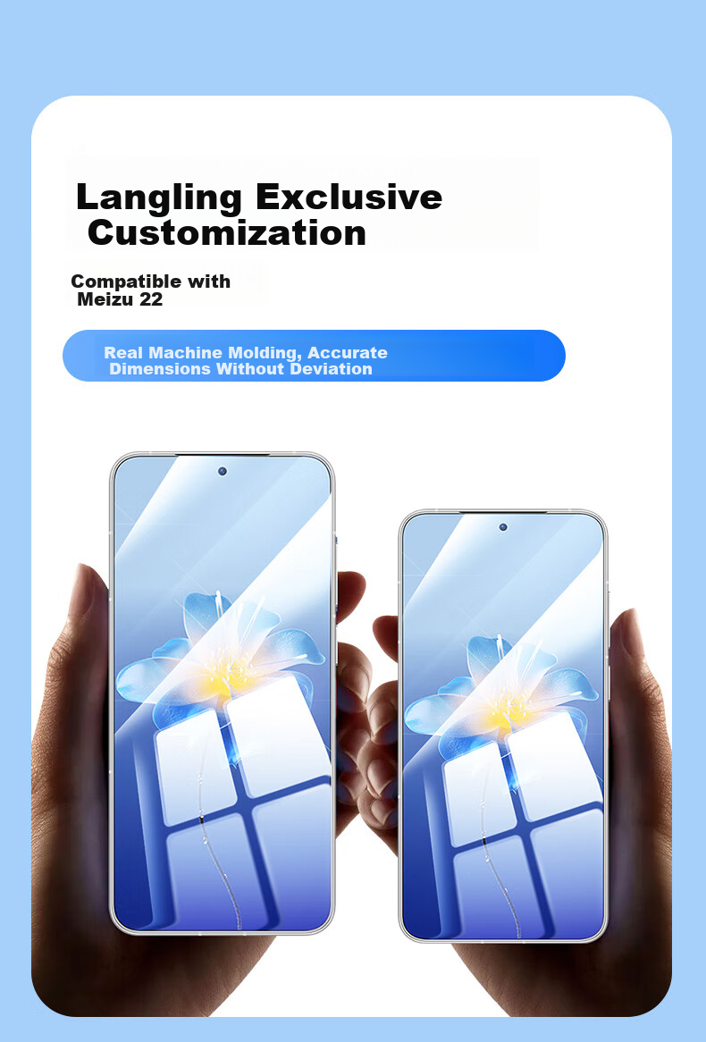 LANGLING [2-Pack | Ultrasonic Unlock] Full Coverage Tempered Glass Screen Protector for Meizu 22, Ultra-Thin, High-Definition, Anti-Drop, Anti-Fingerprint, No White Edges 1