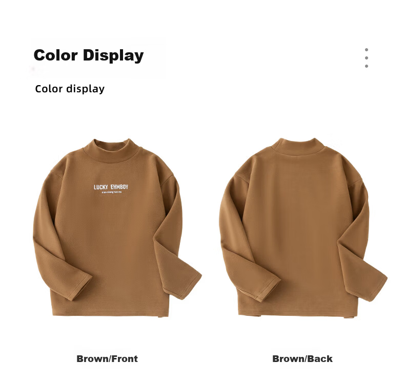 Little Elephant Ham Boys' Base Layer Shirt Autumn Winter Children's Innerwear Half Turtleneck New Boys' Trendy White 150 cm 5