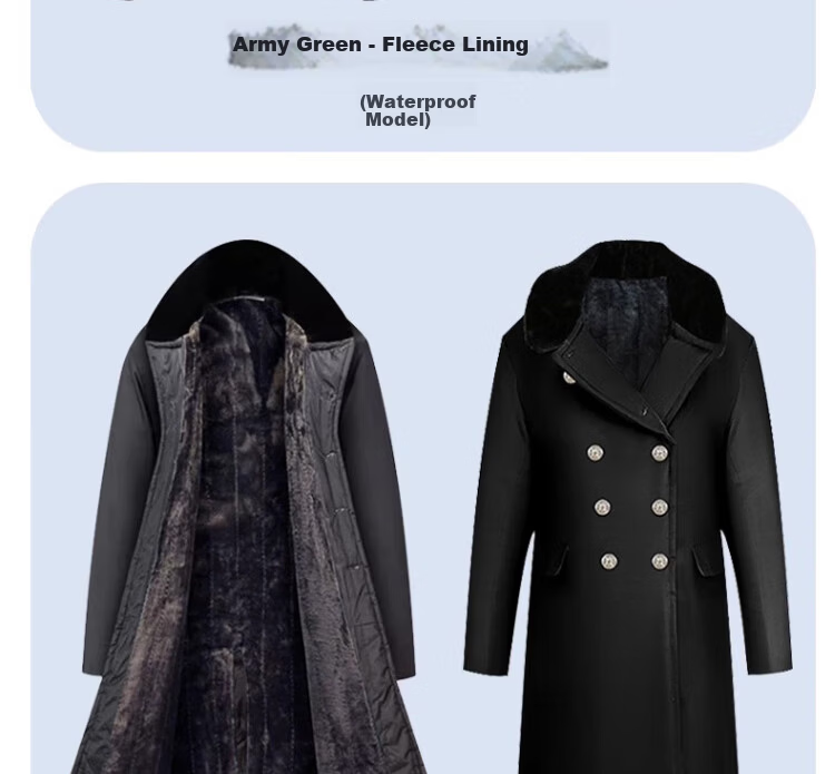 Gongtai Winter Thickened Fleece-Lined Cotton Coat Men's Cold-Resistant Long Coat Emergency Rescue Workwear Men's Fleece-Lined Waterproof Cotton Jacket (Black) 13