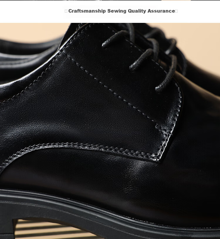 Mark Fairwhale First Layer Cowhide Men's Business Dress Shoes Breathable Derby Lightweight Soft Sole Black Size 40 3