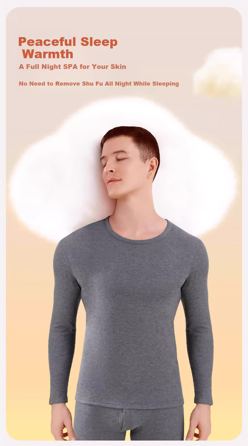 LangSha Men's Thermal Underwear Set Autumn Winter 2026 Wool Silk Antibacterial Mite-Resistant Fleece Lined Top and Bottom 5