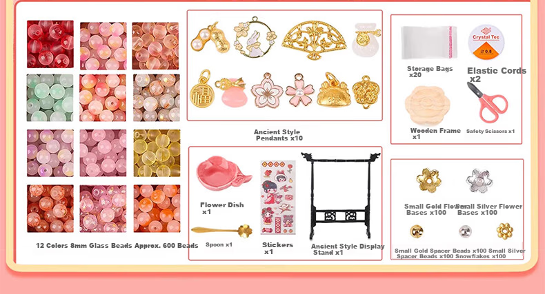 Luoli Girl Birthday Gift Children's Ancient Style Beaded DIY Bracelet Craft Kit for Girls Ages 7-14 Jewelry Box 11