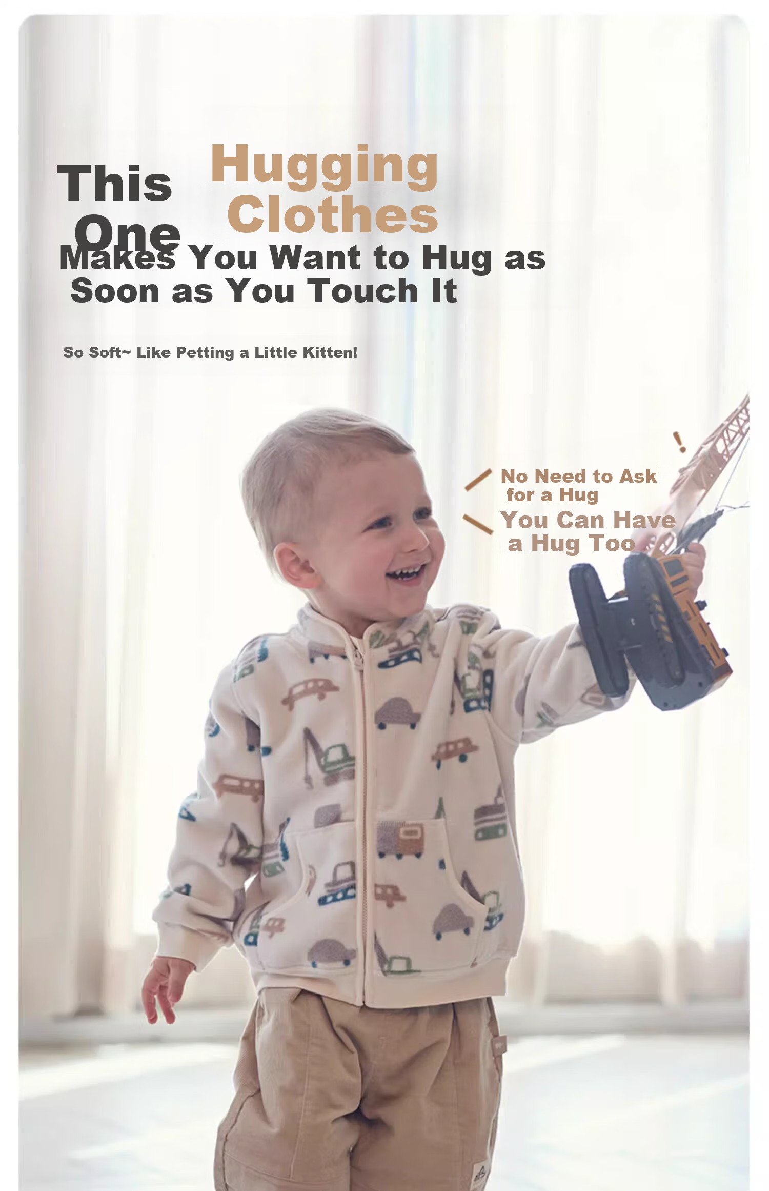 DAVE & BELLA Huggable Fleece Jacket Kids' Double-Sided Fleece Coat Boys' Baby Fleece Outerwear Spring Autumn 1
