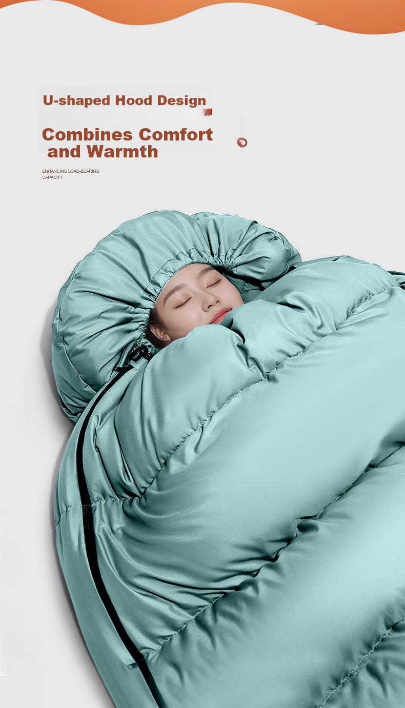 BeiJiLang Fleece-Lined Autumn Winter Thickened Wide Sleeping Bag Outdoor Camping Overnight Office Nap Car Warm Sleeping Bag Quilt 4
