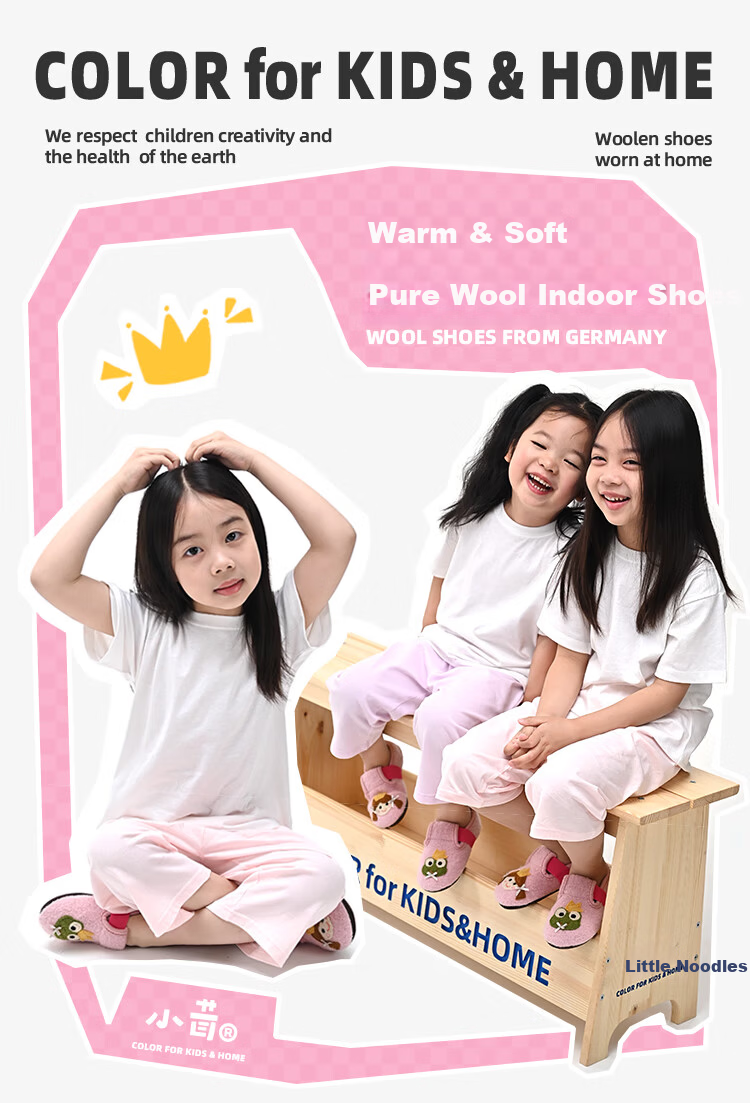 Xiaorong Indoor Soft Sole Princess Frog Kids Shoes for Girls Ages 2-6-8 Spring Autumn Winter Cartoon Home Warm Shoes 1
