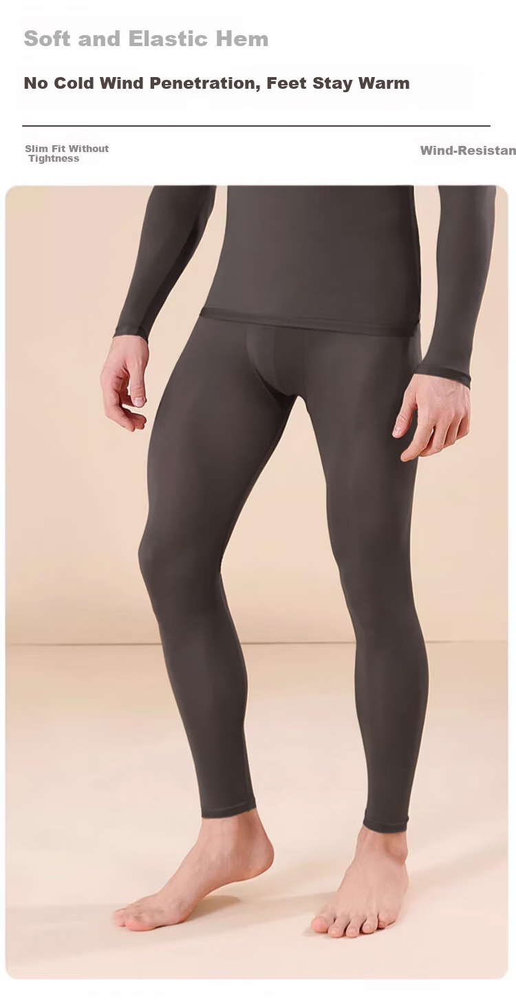 Caiyue Men's Ultra-Thin Seamless Base Layer High Elasticity 10A Antibacterial Infrared Heating Hyaluronic Acid Thermal Underwear Set 9