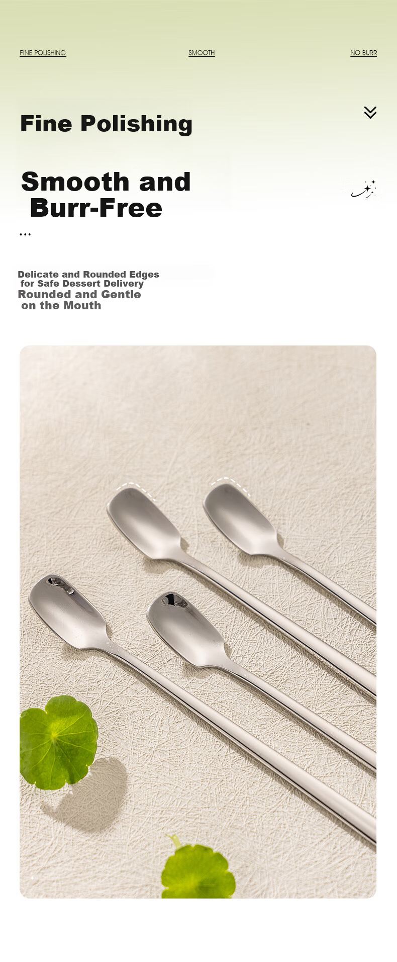 Guangyi 304 Stainless Steel Coffee Spoon Long Handle Small Soup Spoon Honey Stirring Stick Dessert Stirring Spoon 2 Pieces GY7726 6