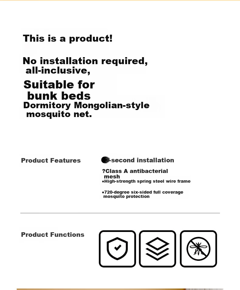 Lanwuxian Student Dormitory Mosquito Net, Mongolian Pack No-Installation Fall-Resistant Mosquito Net, Suitable for Bunk Beds on Both Upper And Lower Levels, 1.2*1.9 Meters 1