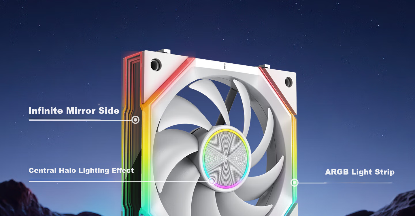 JEYI PC Case Building Block Fan ARGB Motherboard Sync PWM Temperature Control Noise Reduction Anti-Vibration Feet Infinite Lighting Effects Silent Cooling Computer Case Cooler 3