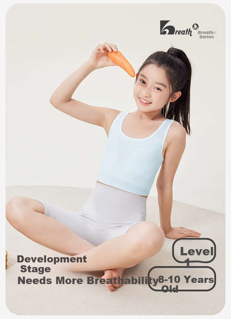 Jiusuiban Girls' Underwear, Children's Spring And Summer Mesh Thin Bra, Developmental Bra for Older Girls 8-10 Years Old, Sports Mid-Length Vest 1