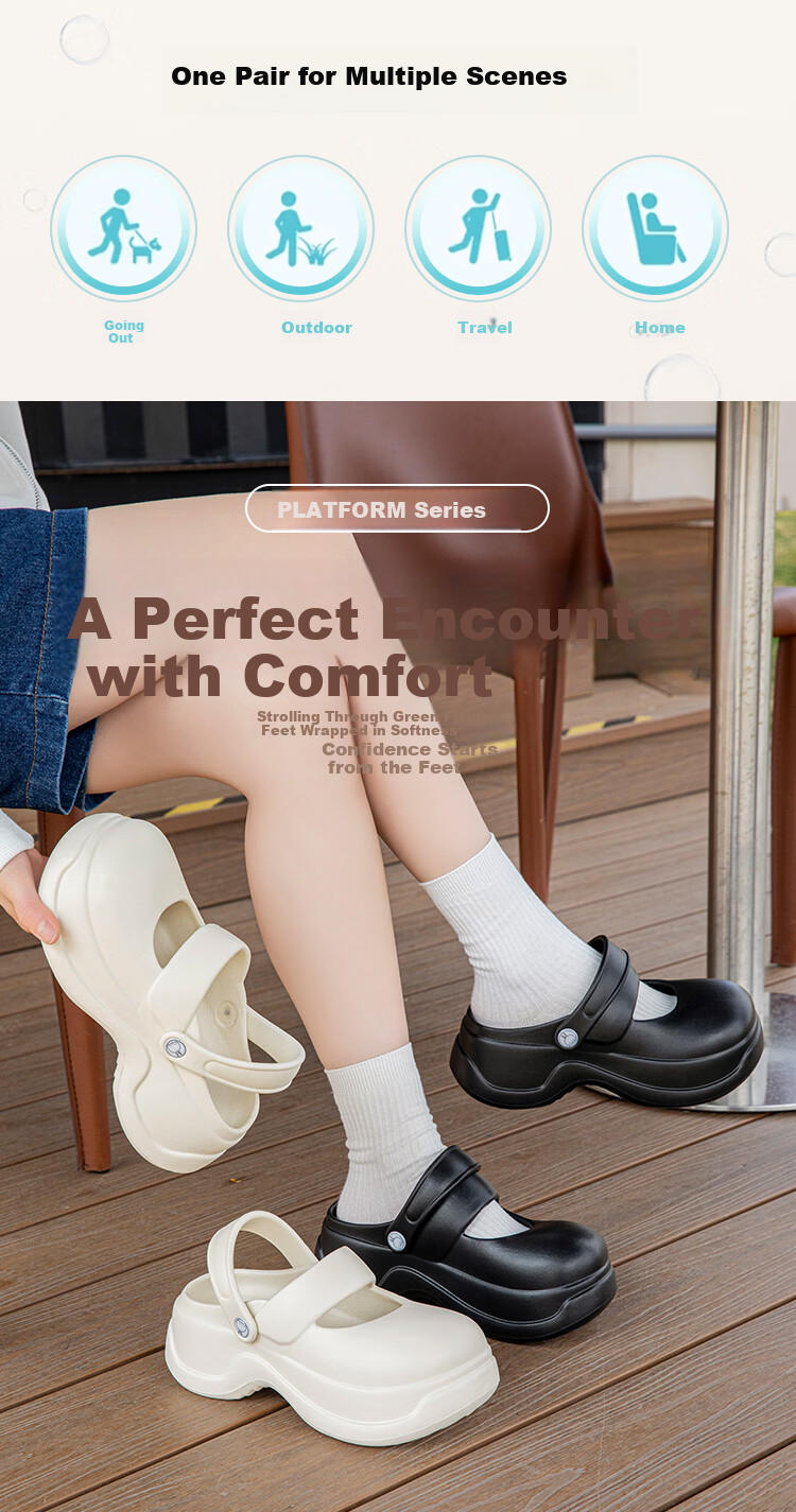 MashiMaro Mary Jane Clog Women's Thick Sole Height Increasing Closed Toe Sandals 2