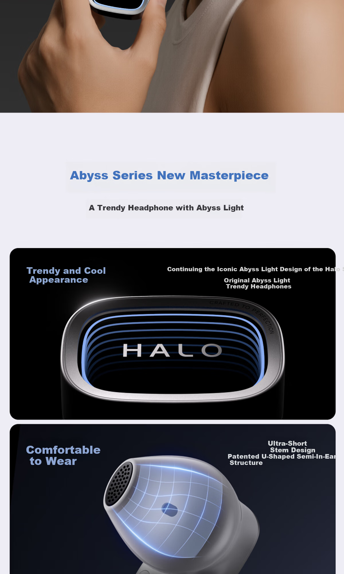EDIFIER Halo Buds Abyss Cyber Trend Semi-In-Ear Bluetooth Earphones RGB Lighting Long Battery Life Low Latency Compatible with Apple Huawei Xiaomi Dawn White 2