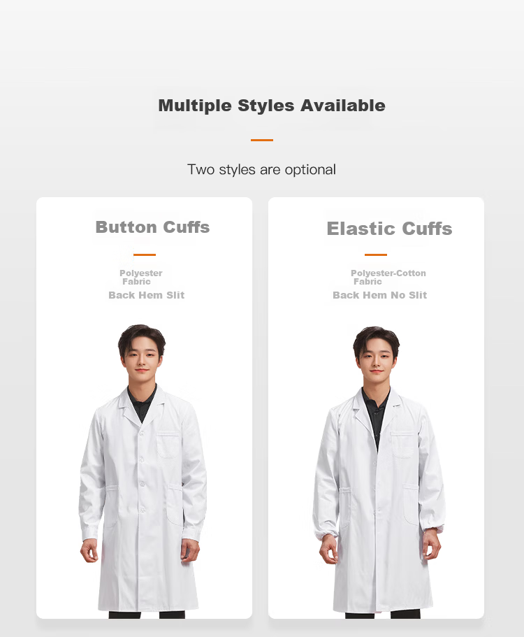 Gongpinxing Men's And Women's Long-Sleeve White Lab Coat, Work Uniform for Interns And Laboratory, Long Sleeves with Button Cuffs 4