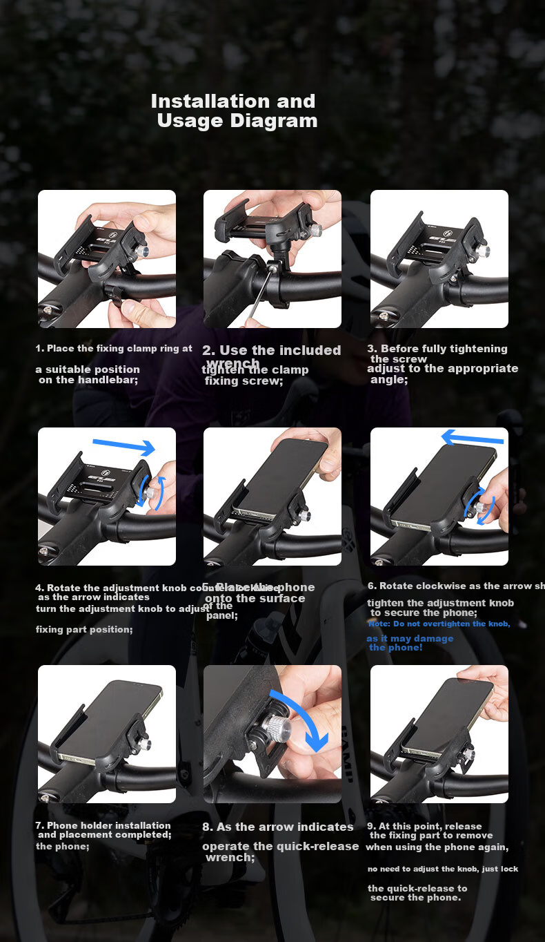GUB Cycling Phone Mount One-Click Lock Rotatable Aluminum Alloy Road Mountain Bike Video Shooting Ring Style 11