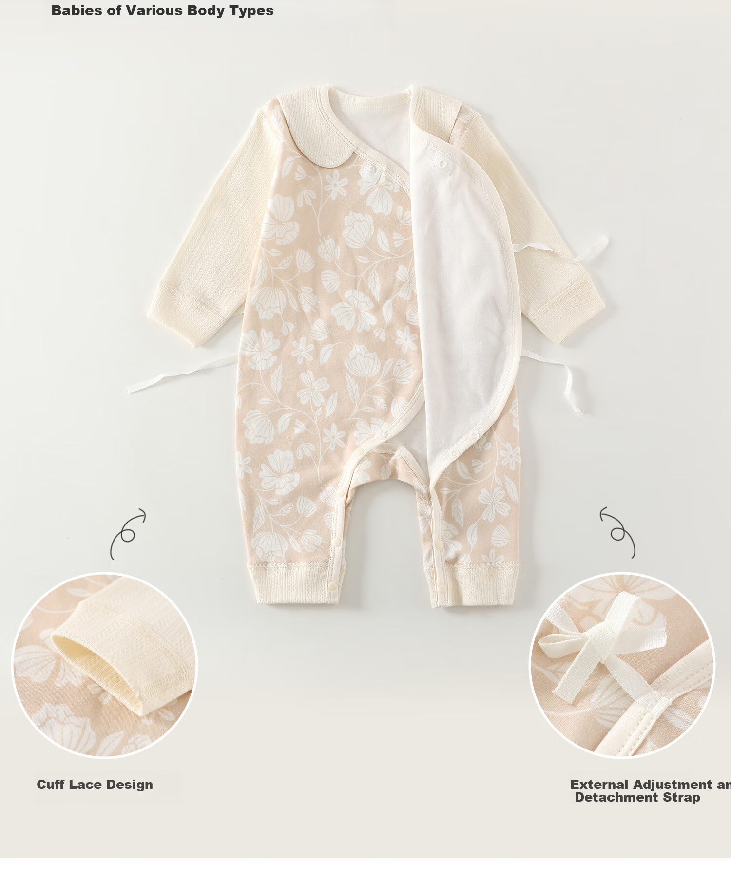Baby Newborn Pure Cotton One-Piece Long Sleeve Pajamas Spring Autumn Seamless Crotch Romper Sleepsuit 6