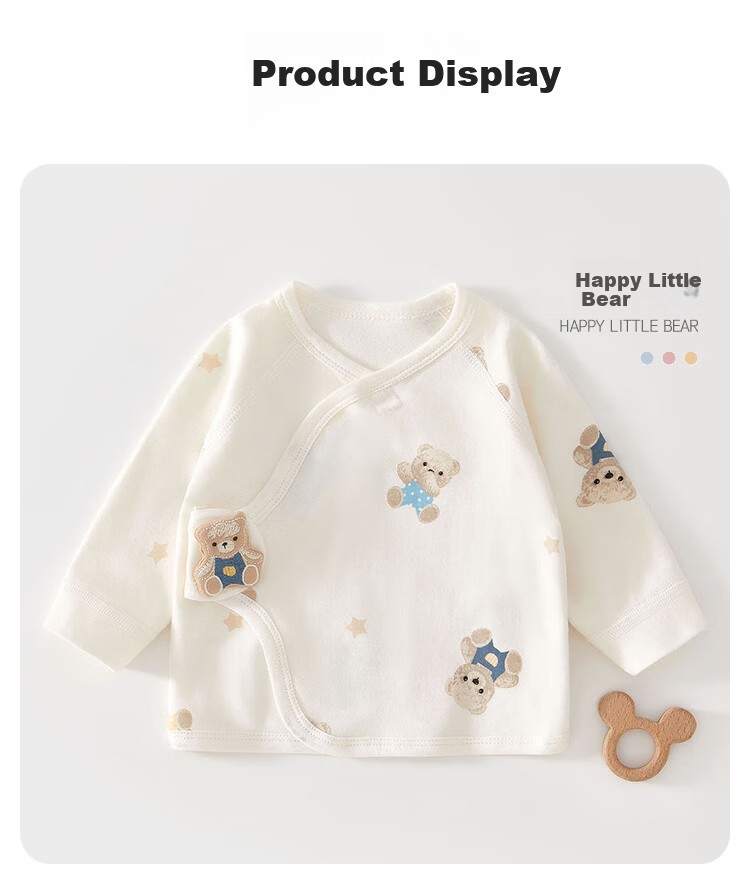 Aibaoshi Baby Clothes Spring And Autumn Pure Cotton Newborn Half-Back Shirt, Infant Monk Outfit 2-Piece Set White + Pink Size 52 T193 11