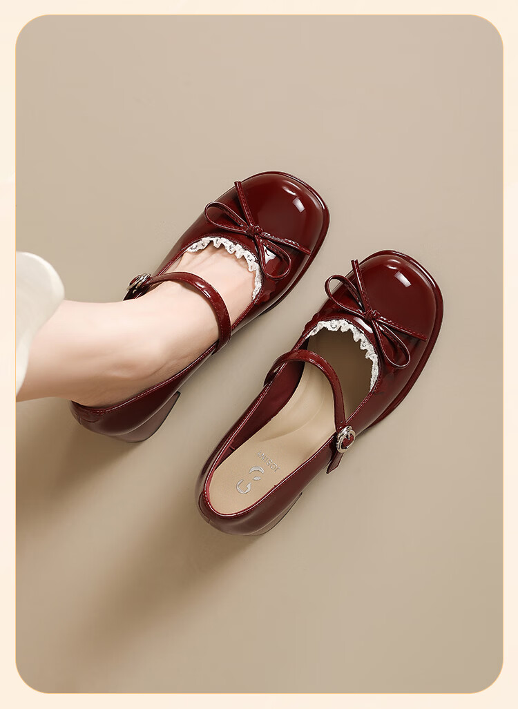 Josiny Mary Jane Shoes Women French Retro Chunky Heel Single Shoes Elegant Wedding High Heels Off-White Size 35 15
