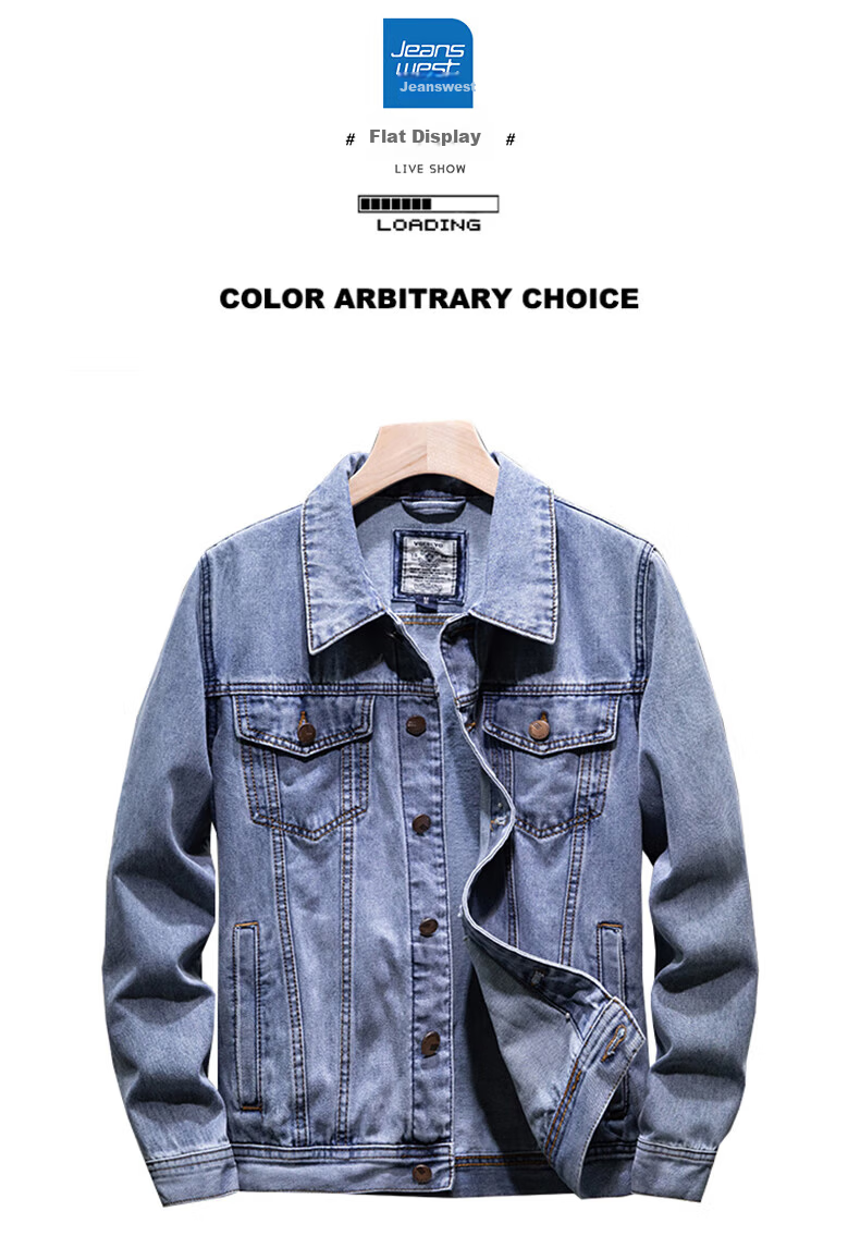 Jeanswest Men's Denim Jacket 2026 Spring Summer Loose Fit Trendy Comfortable Blue 3XL 2