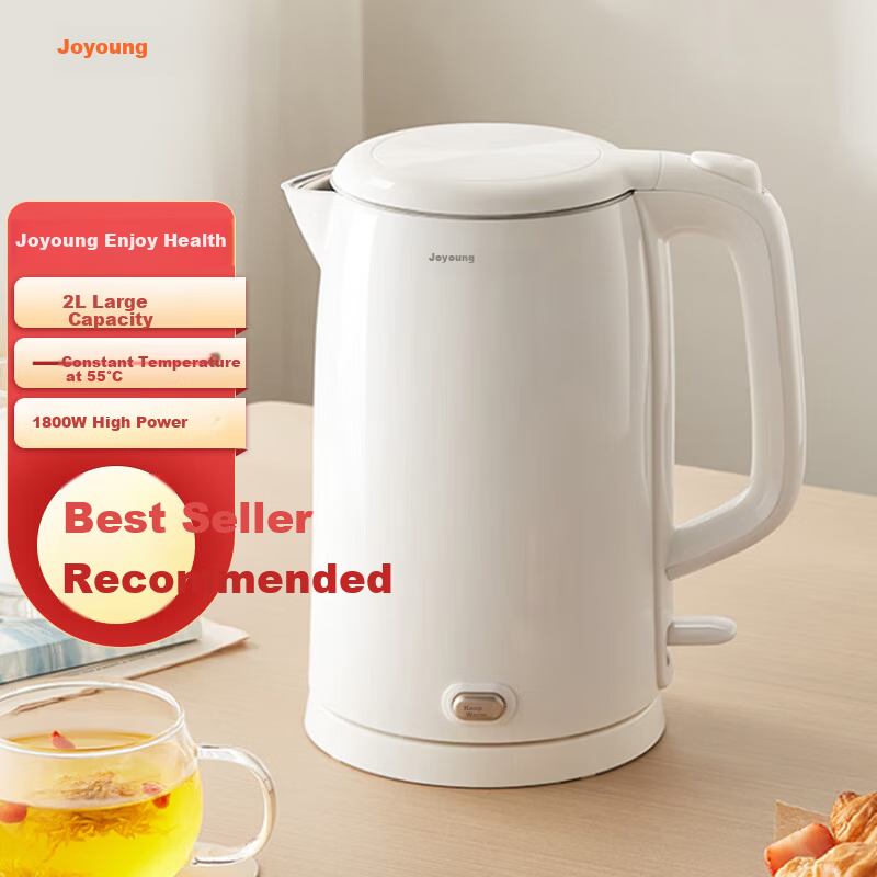 Joyoung ZMD Safe Series 2L Electric Kettle, One-Button Keep Warm, 304 Stainless Steel, Double-Layer Anti-Scald K20FD-W6391
