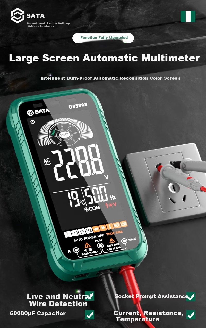 SATA Ultra-Thin Digital Multimeter High-Precision Multifunction Fully Automatic Portable Universal Meter D05967 Standard Edition 2