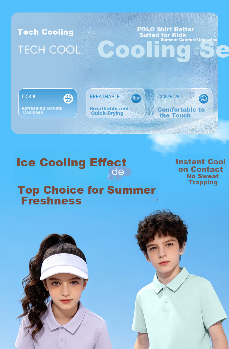 Baleno Boys Summer Set Children's Cooling Short Sleeve T-Shirt Polo Shirt Lightweight Quick-Dry Shorts Sportswear Two-Piece Set 1