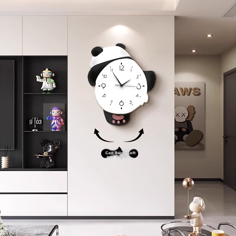 Mao Jiujiang Panda Wall Clock 2026 New Simple Elegant Popular Creative Wall Hanging Clock for Living Room and Dining Room Decor