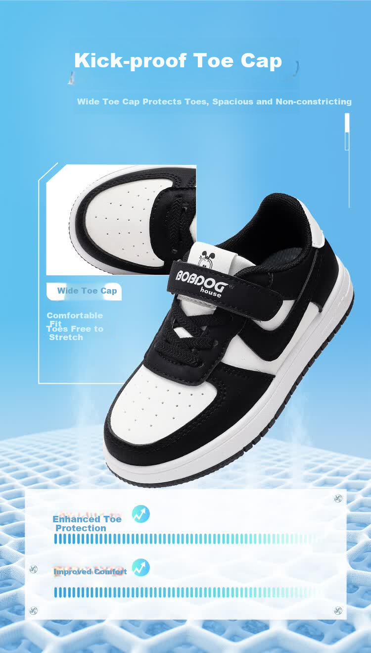 BOBDOG House Boys' Summer Casual Shoes Versatile Kids' Sneakers Mesh Running Shoes 603562009 Black/White Size 29 2