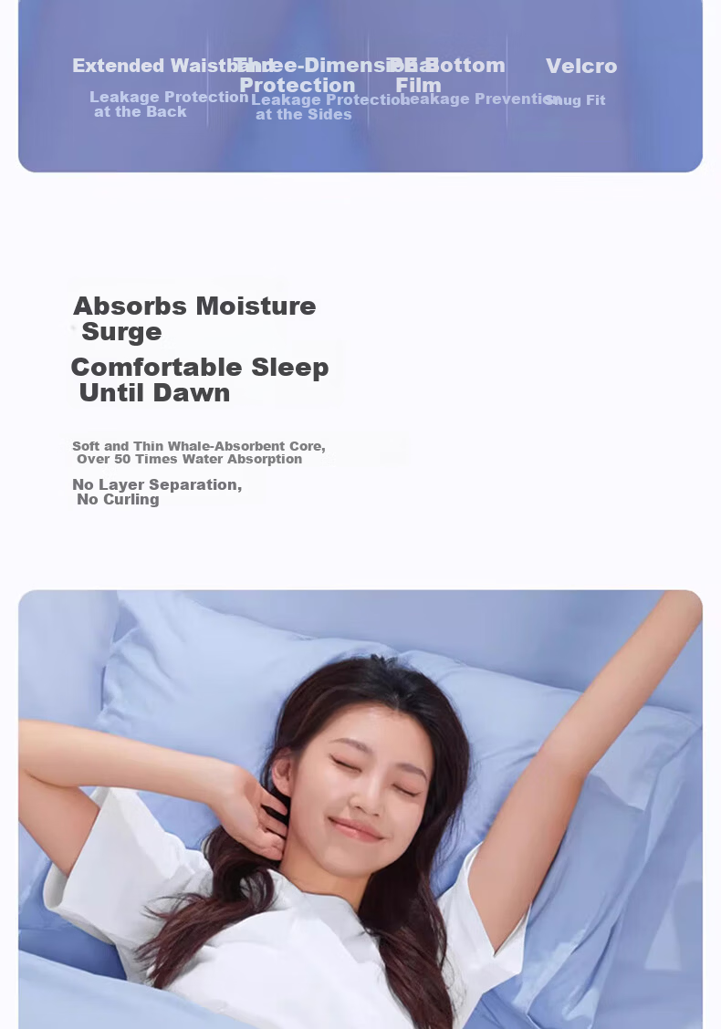 Renhe Sanitary Pants Sleep Pants Maternity Pads Menstrual Pads Postpartum Pads Lochia High Waist Leak-Proof M-L Size 2 Packs 12