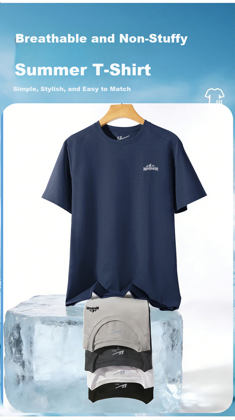 Warrior Men's Heavyweight Short Sleeve T-Shirt Summer Sports Loose Fit Trendy Tee 6