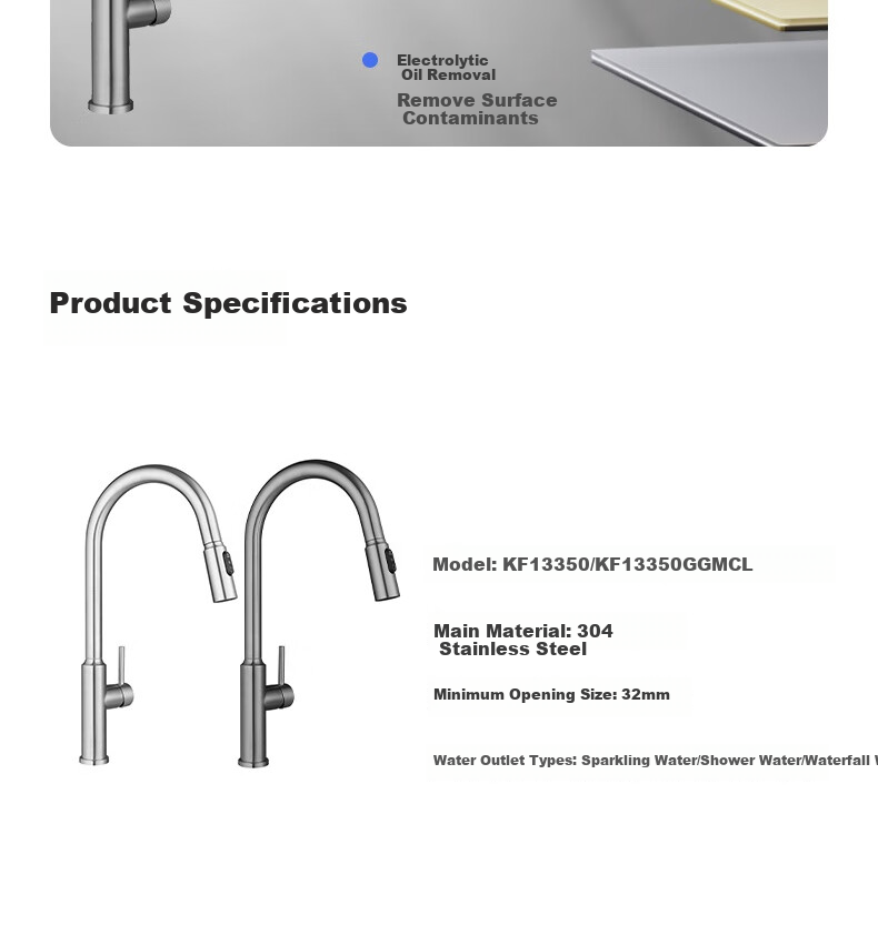 MOEN Gunmetal Kitchen Faucet Pull-Out Rotatable Multi-Function Splash-Proof 13350 15