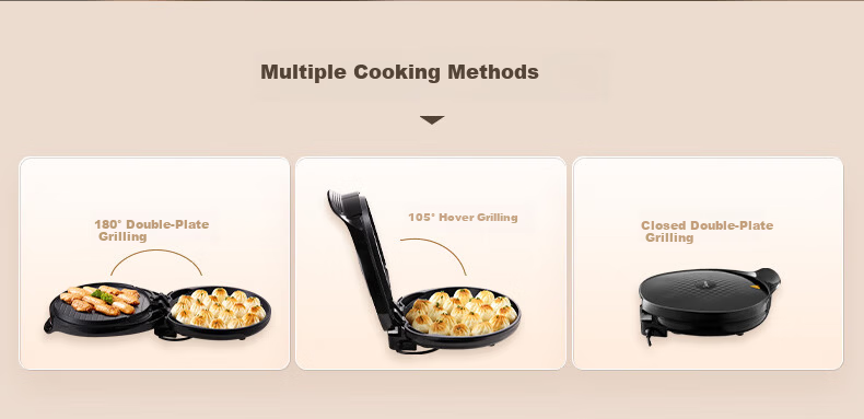 Midea Electric Griddle, Home Pancake Maker, Grill Pan, Sandwich Breakfast Machine, Steam Grilling Plate, High-Power Meat Roaster, Thin Pancake Maker, Double-Sided Heating, Deep Electric Griddle, JKC3051 6