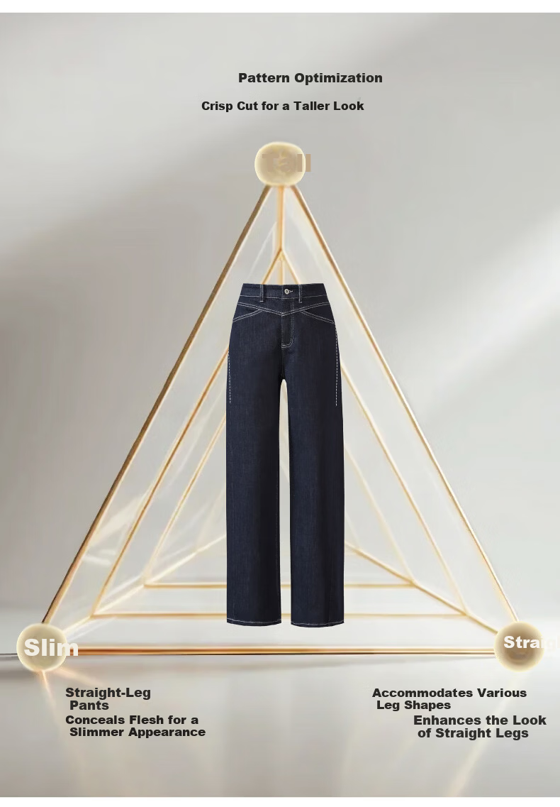 ESE-Y Women's Straight-Leg Denim Jeans 2026 Spring New Slimming Wide-Leg Pants Black Gold 26 7