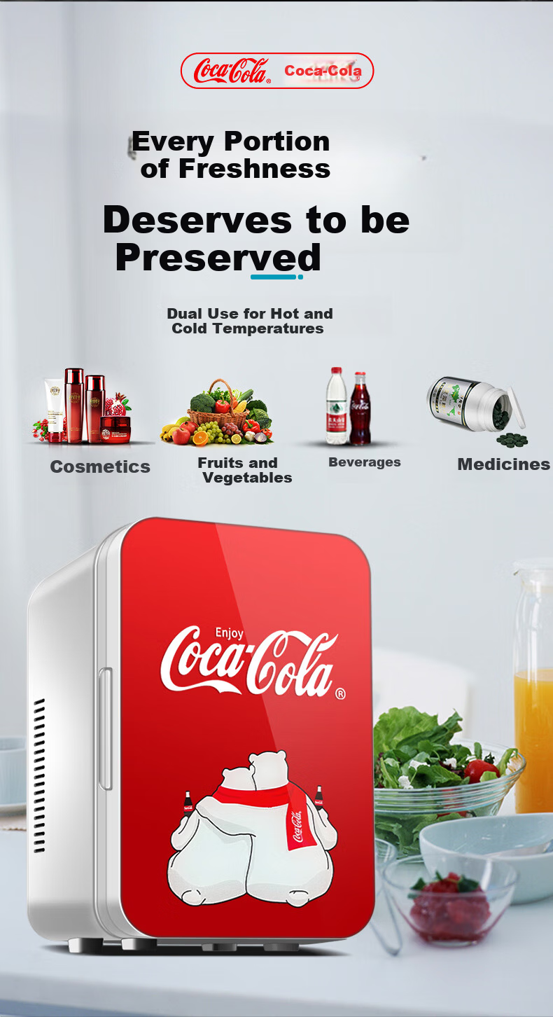 Coca-Cola Car Refrigerator, 20L Small Fridge, Digital Temperature Control, Breast Milk Storage, Mini Fridge for Dormitory And Office, Cooling And Heating Refrigerator 2