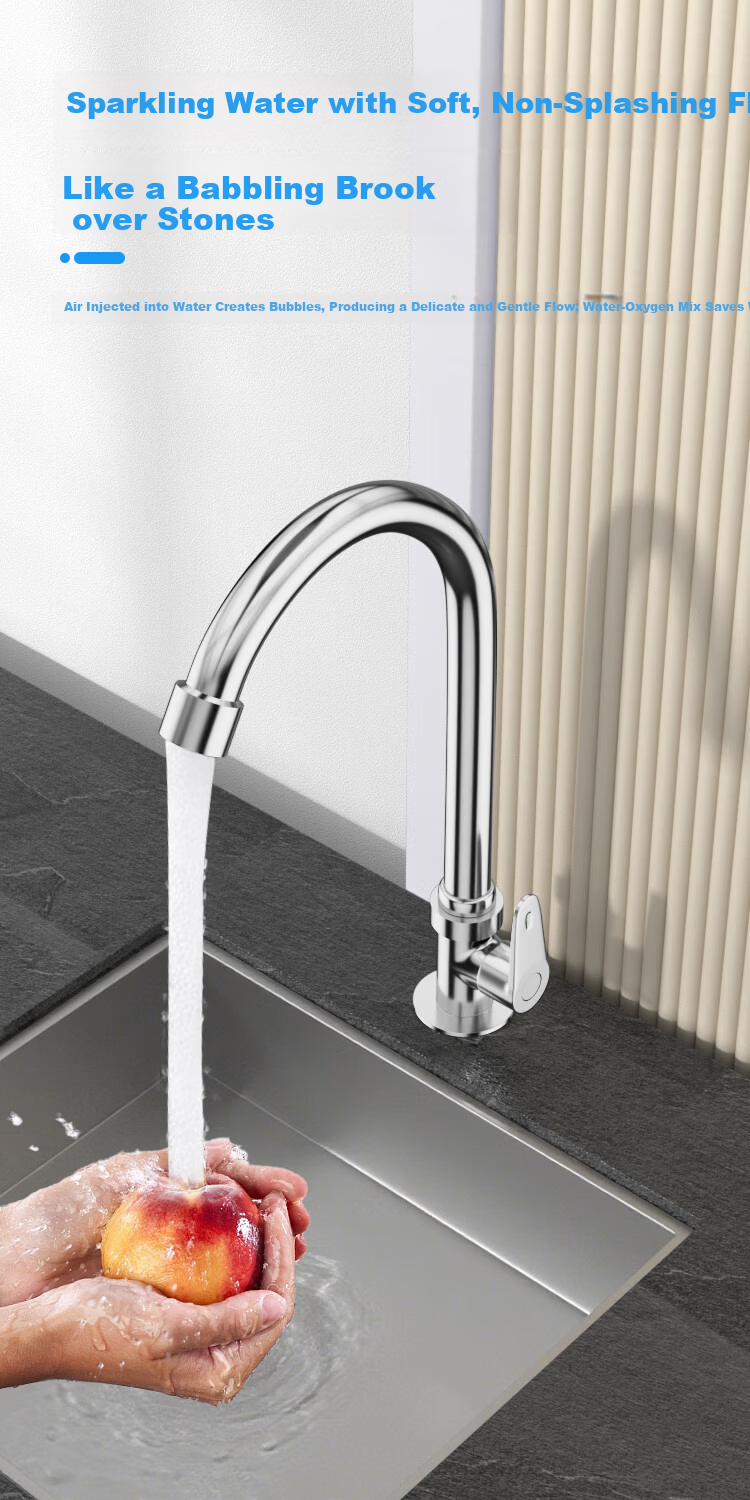 MJONI Kitchen Faucet Stainless Steel Single Cold Bubble Water Tap for Sink YLSDA 7