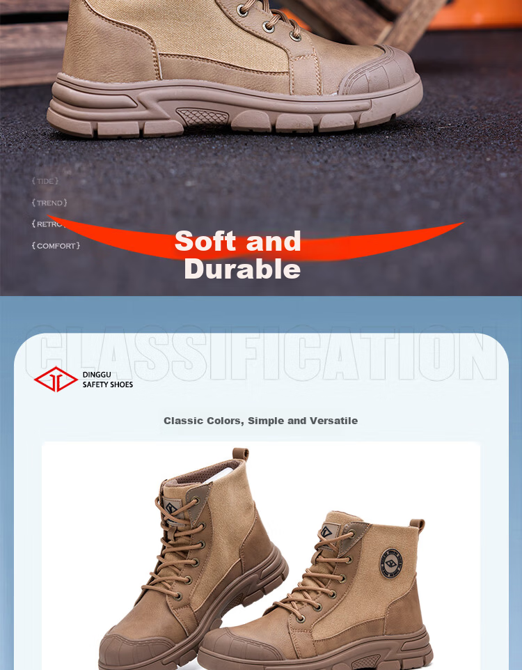 Dinggu Safety Work Shoes Anti-Smash Anti-Puncture Steel Toe High-Top Men's Comfortable Brown All-Season Model 1316ZongGD38 2