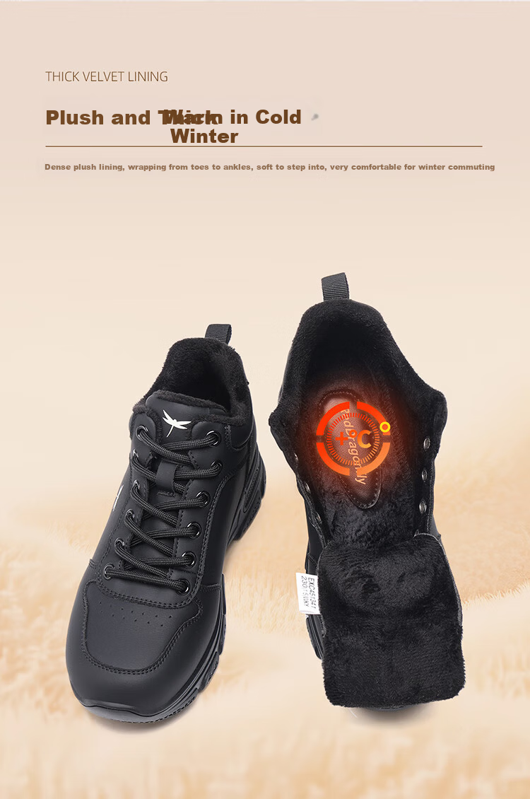 Red Dragonfly Women's Dad Sneakers Autumn Winter Fleece Lined Height Increasing Running Shoes Outdoor Thick Sole Lightweight Sports Shoes EXC451341 Black Size 37 4