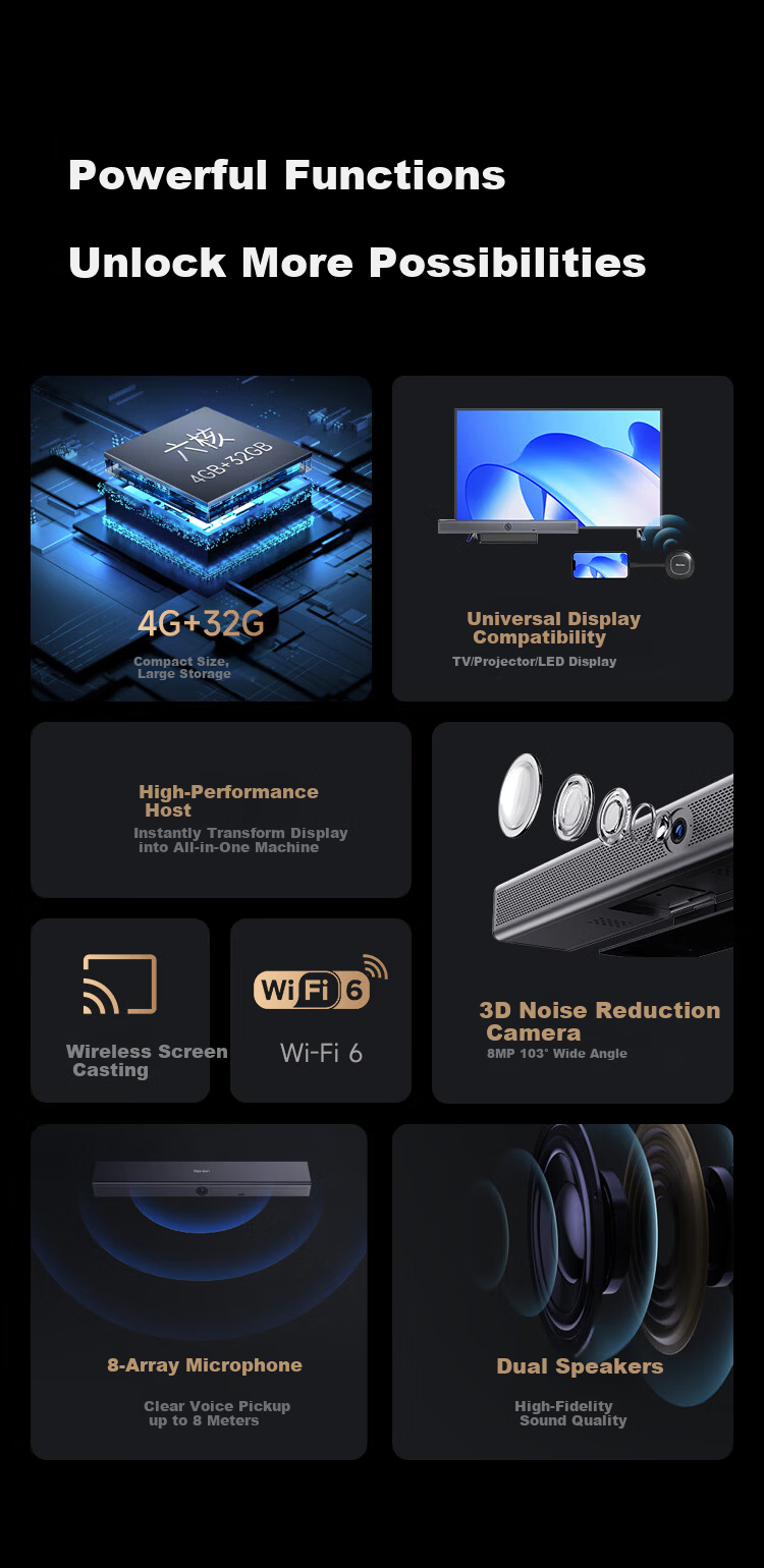 Haoli Video Conference Camera All-in-One Microphone 4K Ultra HD Digital Zoom Conference Room Camera Built-in Meeting System HB-100 5