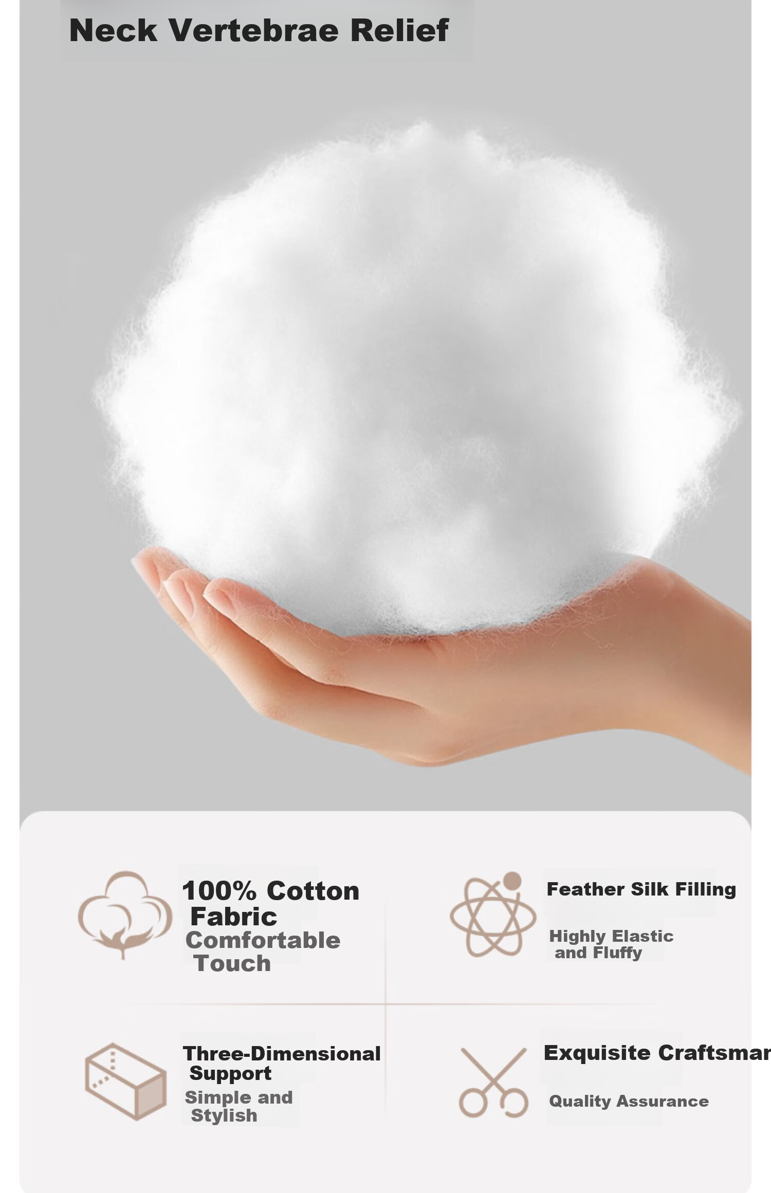 HLA A-Class Pure Cotton Three-Protection Pillow Core Antibacterial Anti-Mite Oil-Resistant Fiber Pillow Low Pillow for Sleeping Single Pack 4