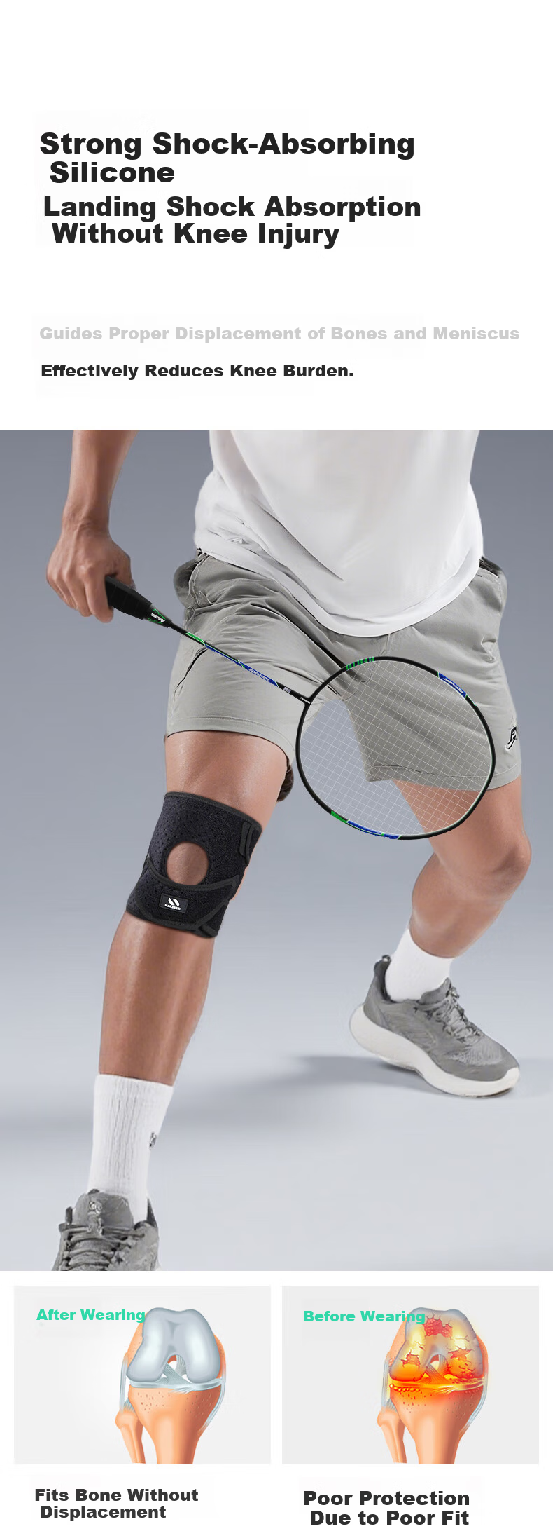 Nailikes Professional Sports Patella Strap Knee Brace for Men - Knee Support for Mountaineering, Running, Jump Rope, Badminton, Meniscus Protection 3