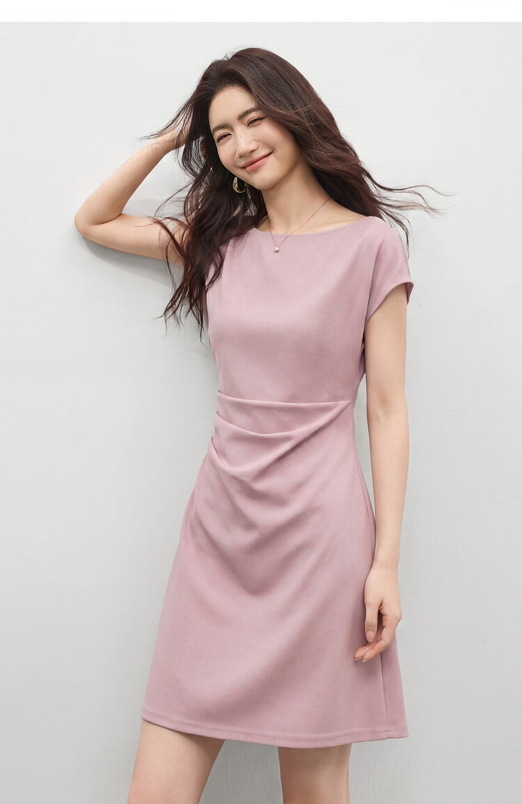 Shangdu Bila Elegant Temperament Short Sleeve Dress Women Spring Summer Off-Shoulder Pleated Slimming A-Line Mid-Length Dress 22