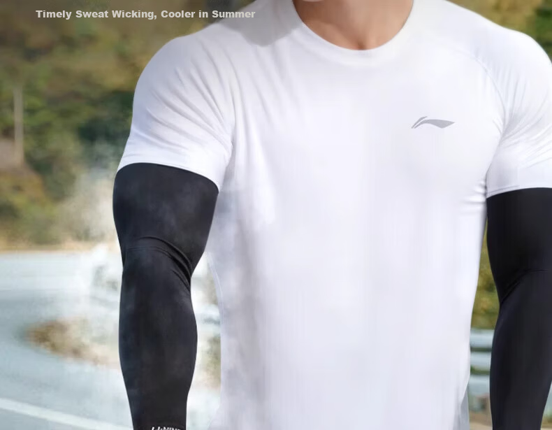 LI-NING Unisex Cooling UV Protection Ice Silk Arm Sleeves for Outdoor Sports, Fishing, and Driving 13
