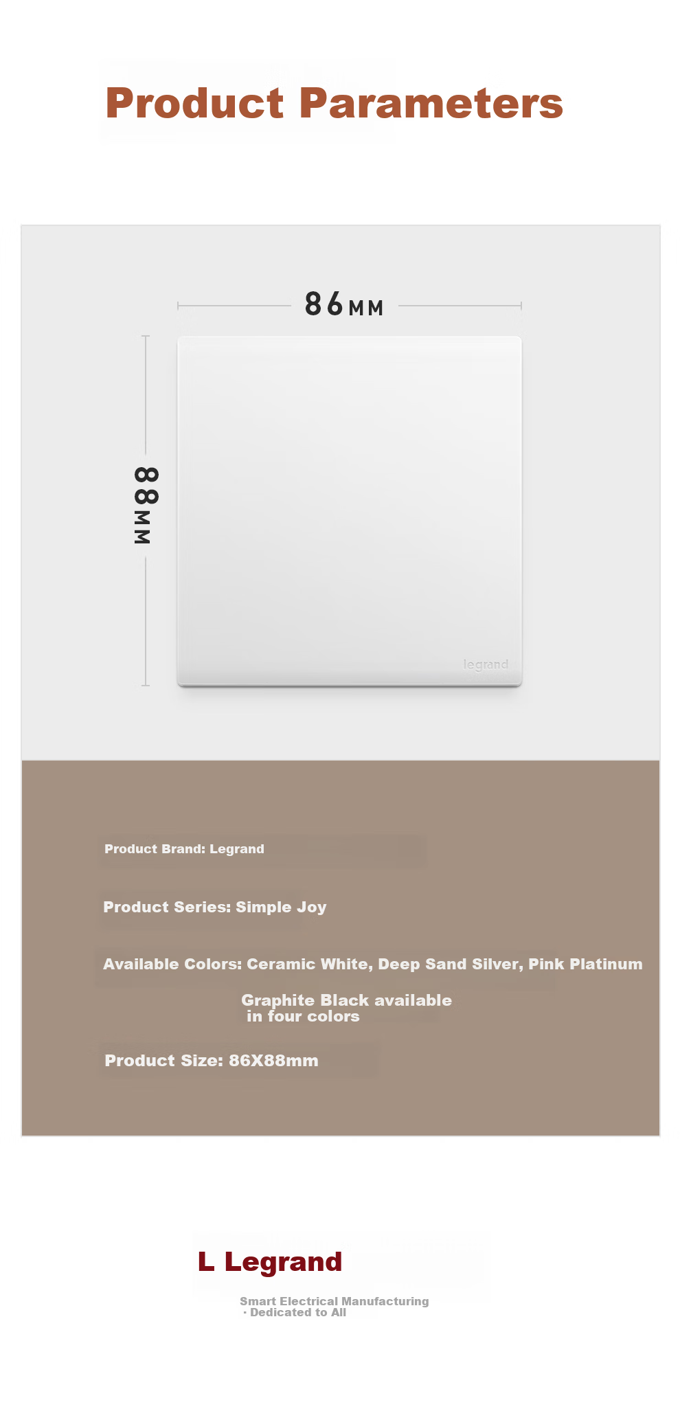 LEGRAND Switch Socket, Jianyue Series Ceramic White, 86-Type Socket, Cat5e Computer Network Socket 4