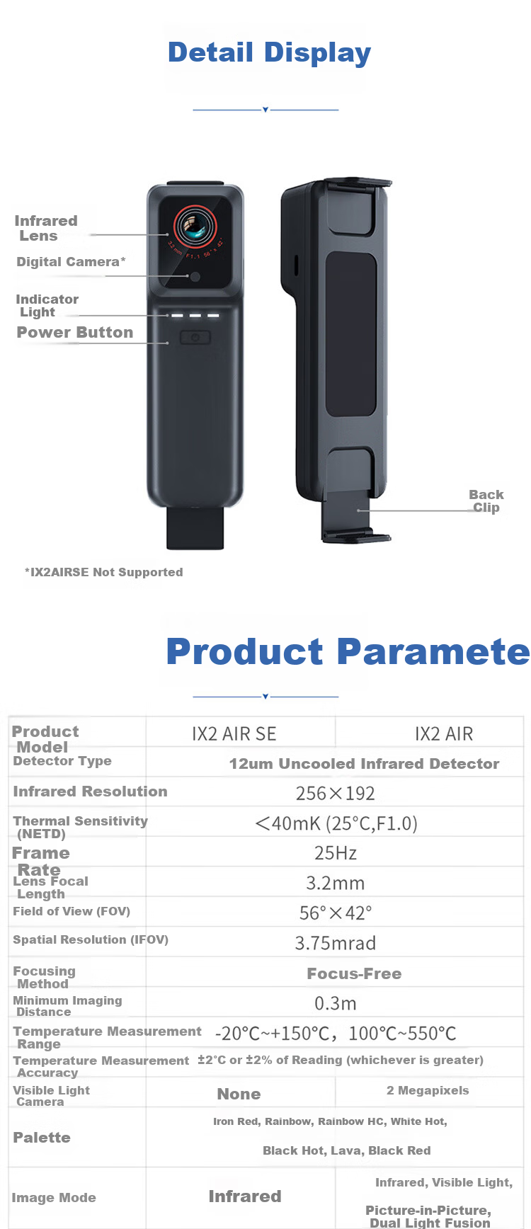 RAYTHINK Thermal Imaging Camera, Mobile Infrared Thermal Imager, Night Vision Device, Industrial Temperature Meter, Power Patrol Detector Leak Meter IX2 AIR 9