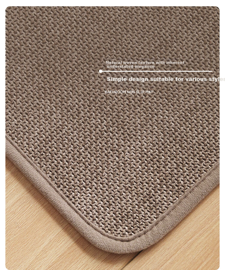 Cartifia Bathroom Mat Absorbent Quick-Dry Non-Slip Anti-Fall Linen Texture Thickened Rattan Brown 50*80cm 2