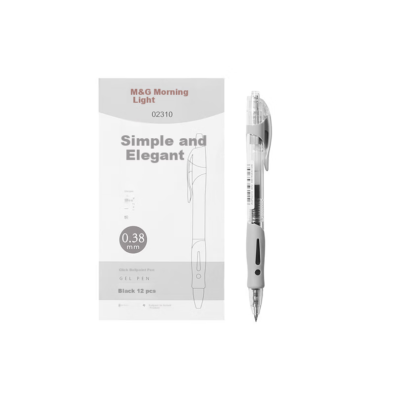 M&G 0.38mm Retractable Gel Pen Black Silicone Soft Grip Meeting Pen Bullet Tip Brush Pen Signature Pen AGP02310A 3-Pack