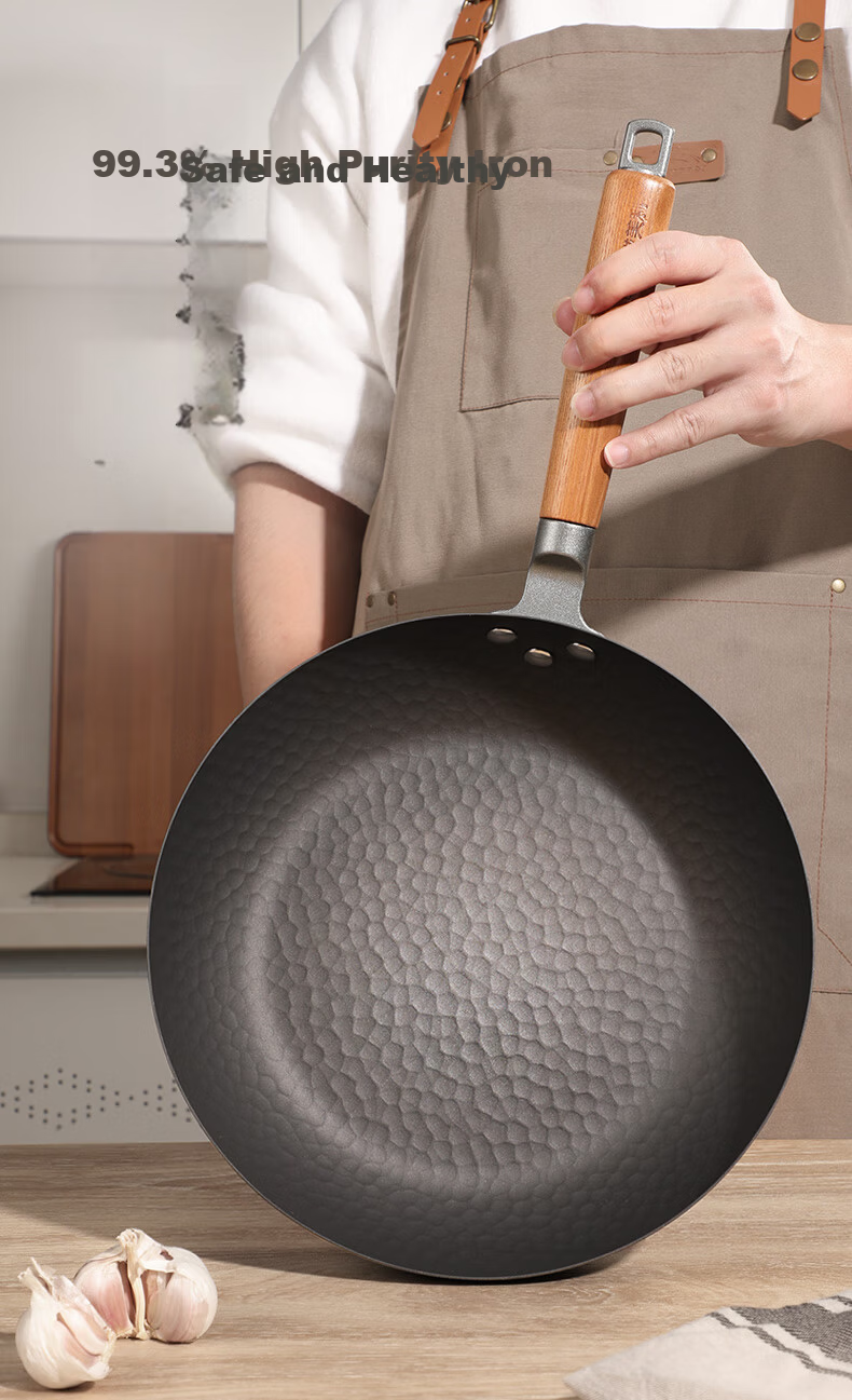 Melong Meili Athens 30cm Pure Iron Wok Non-Coated Healthy Non-Stick Home Cooking Pan 4