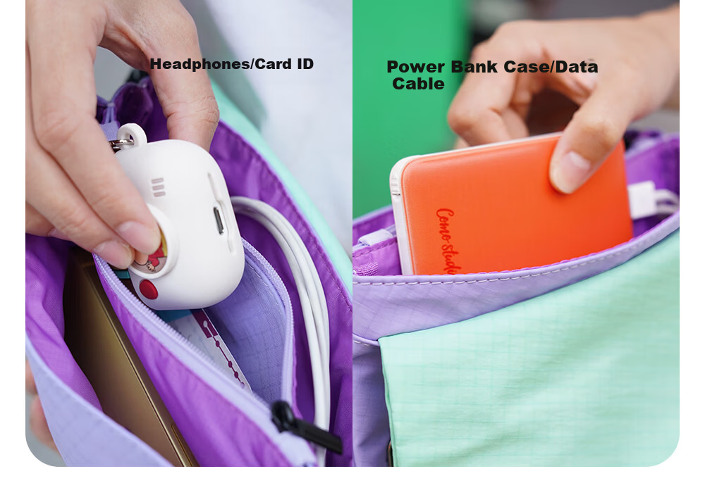 M Square Phone Bag Unisex Crossbody Bag Power Bank and Data Cable Organizer Lightweight Commuter Travel Shoulder Bag Taro Purple 8