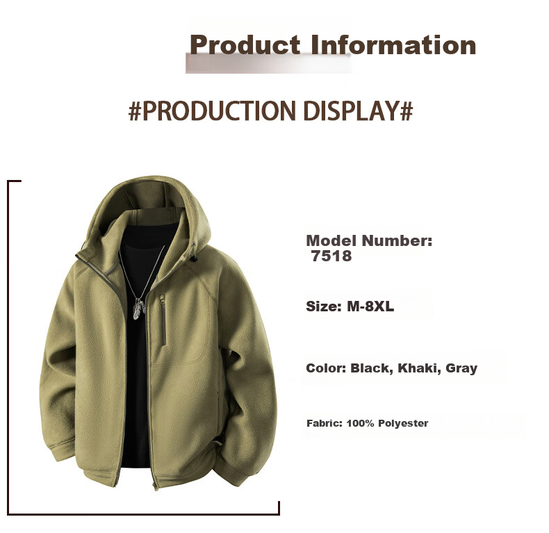 Jeanswest Men's Spring Casual Loose Warm Thick Fleece Jacket Hooded Versatile Comfortable Fleece Top 5
