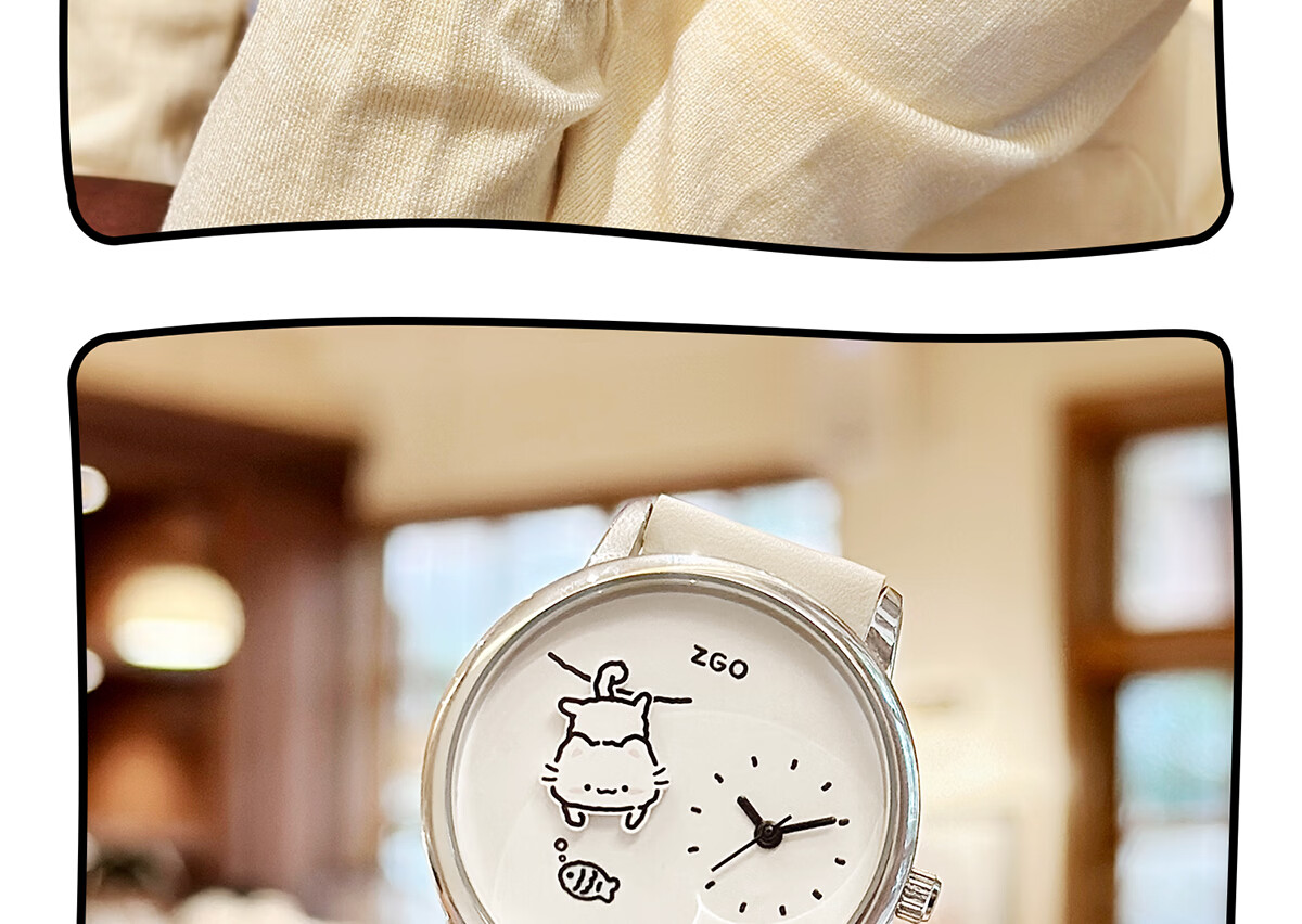 ZGO Women's Watch for Students, Cute Cat Design, Minimalist Style, High-Quality, Back-to-School Gift for Middle and High School Girls 21
