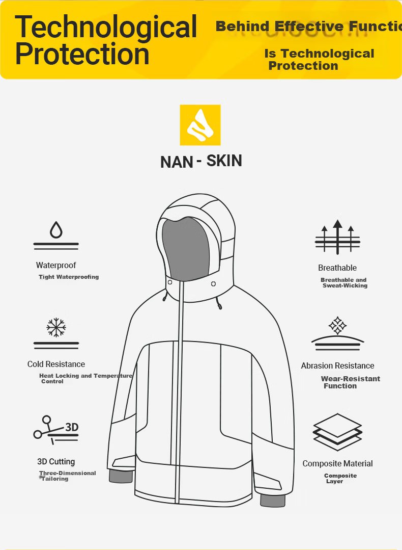 Nanend Skyline Unisex 3L Waterproof Arc Ski Jacket Cream Blue XS 9